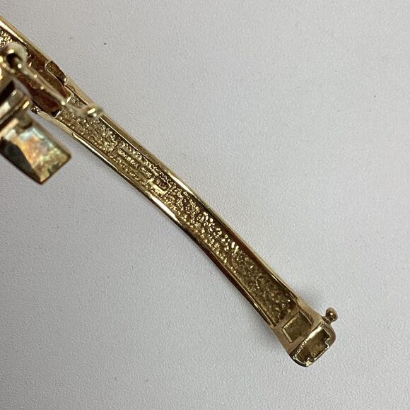 Bangle Bracelet Gold Over 925 Sterling Silver Triangle Cut CZ Hinged Thailand - Picture 6 of 9